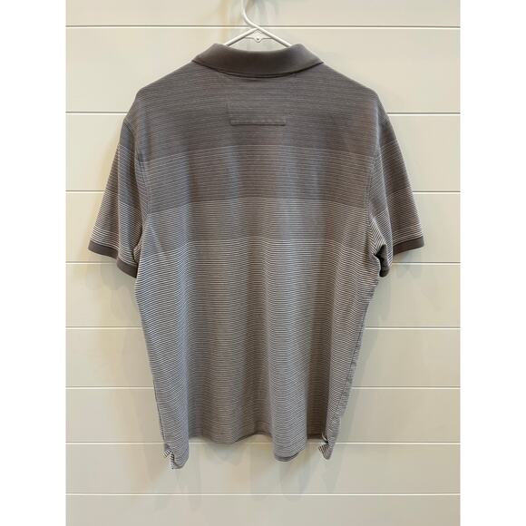 Banana Republic Mens Textured Gray Polo Embroidered Elephant Logo Ombre Stripe - Picture 2 of 9